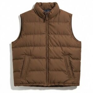 Weatherproof Brown Quilted Puffer Vest, Men's Large Full Zip Sleeveless Jacket